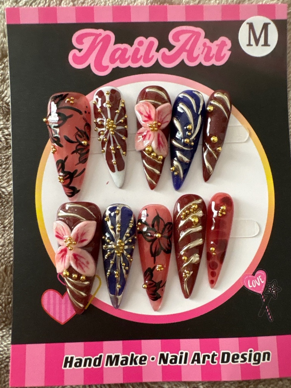 Floral press on nails ( Medium )